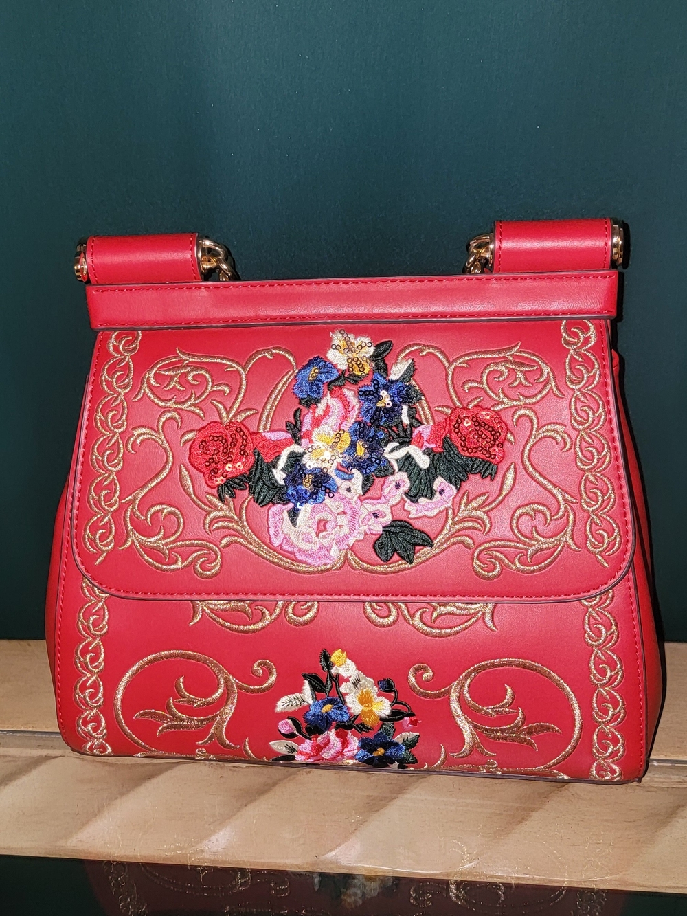 Pinup Girl Clothing Embroidered Floral Satchel Bag